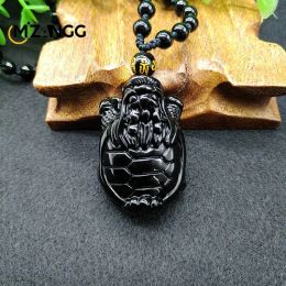 Pendants Obsidian Dragon Turtle Pendant Threedimensional Money Turtle Pendant Longevity Dragon Turtle Jade Pendant Necklace Gift