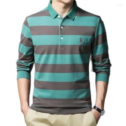 Men's Polos The Long-sleeved Body Shirt Men Cotton In Young Solid Color Lapel POLO