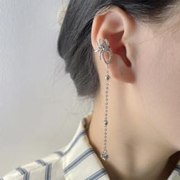 Backs Earrings 1PC Delicate Spider Heart No Piercing Earcuff For Women Silver Color Long Tassel Chain Punk Y2k Ear Earing Jewelry Gifts