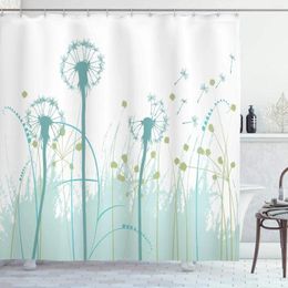 Shower Curtains Spring Floral Dandelion Flowers Natural Plant Simple Polyester Fabric Bathroom Decor Set With Hooks Khaki Green