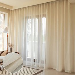 Japanese Texture Voile Sheer Curtains for Living Room Linen Look Tulle Curtain for Window Home Drapes Ready-made Rideaux Voilage 240119