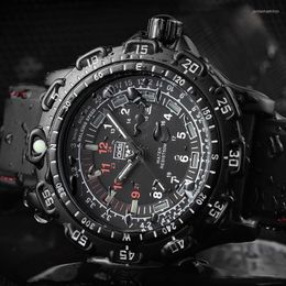 Wristwatches Addies Outdoor Army Sports Luminous Tube Quartz Wrist Watches 50M Waterproof Men Black Silicone Military Watch Clock 292f