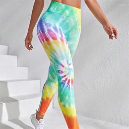 Women's Leggings Women Tie Dye Print High Waist Seamless Pants Elastic Fitness BuLift Fashion Knitting Gym Trainning Yoga Tights