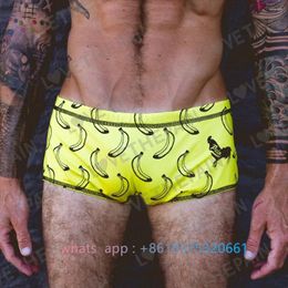 Men's Swimwear Love The Pain Pampage Training Swin Leg Boxer Swimming Trunks Anti-drop Printing Panties Pants