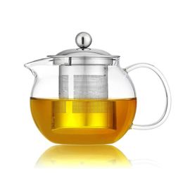 Heat Resistant Glass Tea Pot Flower Set Puer kettle Coffee Teapot Convenient With Infuser Office Home Teacup2969