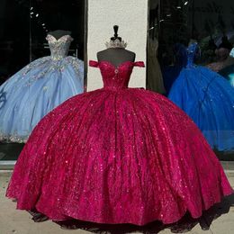 Красное мяч платье Quinceanera 2024 Long Train Ruffle Princess Lace Beads Tulle vestidos de 15 Anos День рождения вечеринка сладкое 16 платье