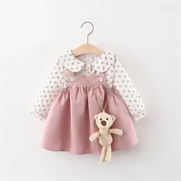 Clothing Sets 2024 Autumn Baby Girls Clothes Outfits Toddler Princess Flower T-Shirt Strap Dress Suits For 1 Year Birthday Set