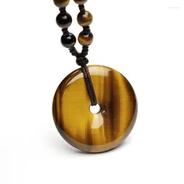 Pendants Natural Gemstone Tiger Eye Stone Donut Pendant Necklace Men Women Fine Jewellery Accessories Lucky Charms Amulets