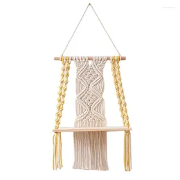 Kitchen Storage Macrame Wall Hanging Shelf Boho For Bedroom Bathroom Decor Woven Rope Art As