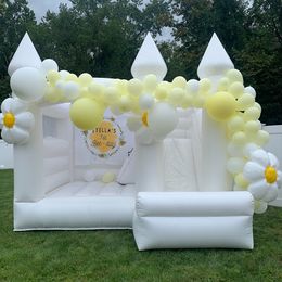 wholesale Free ship Outdoor Kids Adult 5x4.5m (16.5x15ft) Commercial Inflatable White Bounce Castle Jumping House with slide For Party Wedding birthday event