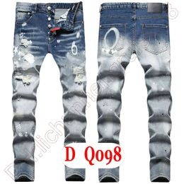 Mens Jeans D2 Luxury Italy Designer Denim Jeans Men Embroidery Pants DQ2&098 Fashion Wear-Holes splash-ink stamp Trousers Motorcycle riding Clothing US28-42/EU44-58
