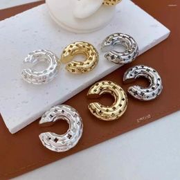 Backs Earrings 5 Pairs Good Quality Chunky Hollow Star Round Circle Clip Earring For Women Gold Plated C Shape Ear Cuff Stud Tube Thick