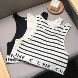 Designer Womens Tank Tops T Shirts Summer Women Tops Tees Crop Top Embroidery Sexy Off Shoulder Black Casual Sleeveless Backless Top Shirts Solid Stripe Color Vest#99