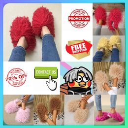 Free shipping Designer Casual Platform Plush Slides Slippers Men Woman Keep warm warm plush Light weight Large size super soft soles Flat Winter sandals 36-49