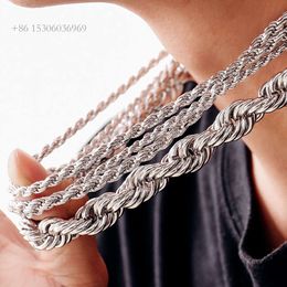 Necklace Lobster Clasp Rope Chain Sterling Sier For Men Women 3Mm 4Mm 5Mm 12Mm Hiphop Chokers Necklaces Cn;Gun