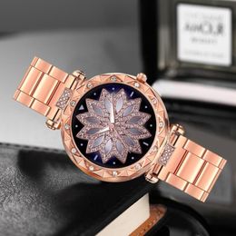 Women Stainless Steel Rhinestone Watch Silver Bracelet Quartz Life Waterproof Lady Business Analog Watches Pink Blue Dial 533 Wris279M