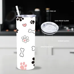 Water Bottles Cute Dog Print Tumbler Cups With Lid And Straw Perfect Gifts For Mom Lovers Coffee Mug Travel Insulated Bottle