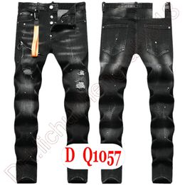 Mens Jeans D2 Luxury Italy Designer Denim Jeans Men Embroidery Pants DQ2&1057 Fashion Wear-Holes splash-ink stamp Trousers Motorcycle riding Clothing US28-42/EU44-58