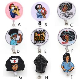 Medical Key Rings Multi-style Black Nurse Felt ID Holder For Name Accessories Badge Reel With Alligator Clip224l