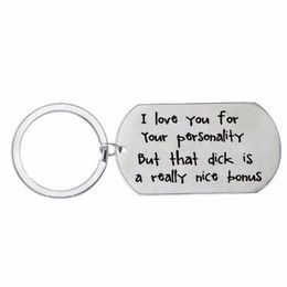 Keychains 12PC Lot I Love You Keychain Dog Tag Stainless Steel Keyring For Couple Girlfriend Boyfriend Wife Husband Key Chain Funn229H