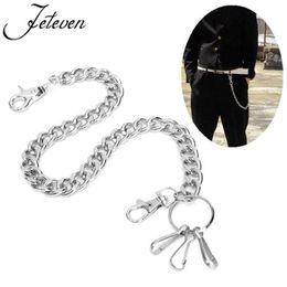 Keychains Men's Waist Key Chain Silver Heavy Rock Metal Hip Hop Gothic Punk Style Pants Trousers Jean Biker Wallet Ring Long 180W