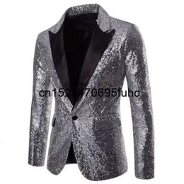 Men Sequins Blazer Designs Plus Size 2XL Black Velvet Gold Sequined Suit Jacket DJ Club Stage Party Wedding Clothes 240126