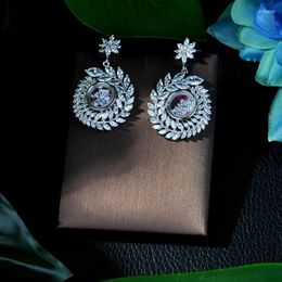 Dangle Earrings Fashion Luxury Olive Dream Earring For Women Wedding Cubic Zircon Crystal CZ Dubai Bridal Brincos Ohrringe E-83