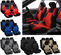 Car Seat Covers Universal Set Tire Track Detail Styling Polyester Fabric Cover Luxury Interiors Protector Fit Most Cars7438921