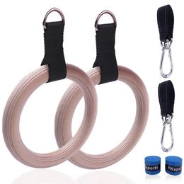 1 Pair Pull Up Handles Gymnastics Rings with Hanging Straps Carabiner For Home Gym Strength Training Full Body Workout Crossfit 240127