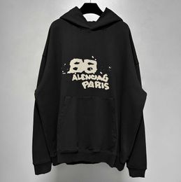 Men's Hoodies Sweatshirts b Home Correct Version High Quality New Bb Graffiti Print Letter Versatile Casual Loose Hooded Sweater