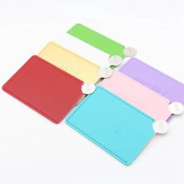 Mirrors L277 Portable Mini Shatter Proof Card Style Pocket Folding Cosmetic Mirror PU Leather Cover Stainless Steel Makeup Mirror Card