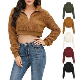 Women's Hoodies Autumn And Winter Lamb Wool Short Coat Large Sweatshirt Zip Up Women Athletic Cool Fleece Jacket Hoodie