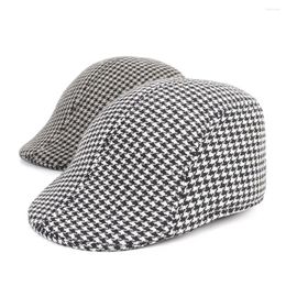 Berets Retro French Plaid Vintage Cotton Artist Fashion Hat Men Peaked Cap Houndstooth Painter