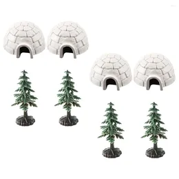 Garden Decorations 1 Set Of Simulation Tree Mini Ice House Figurine Decorative Statues