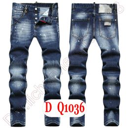 Mens Jeans D2 Luxury Italy Designer Denim Jeans Men Embroidery Pants DQ2&1036 Fashion Wear-Holes splash-ink stamp Trousers Motorcycle riding Clothing US28-42/EU44-58