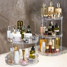 2/3 Layers Rotating Makeup Organizer Storage Rack Bathroom Organizer Perfume Organizer Kitchen Seasoning Storage Holder Tray 240122