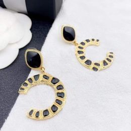 2022 Top quality charm dangle drop earring with black enamel for women party wedding engagment Jewellery gift with box PS4094280J