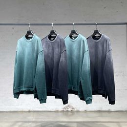 Autumn Grinding Edge Split Gradient Water Wash Hanging Dye Spray Painting Old Hoodie High Street Trendy Brand Coat