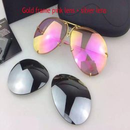 Car brand Carerras 8478 Sunglasses P8478 A mirror lens pilot frame with extra lens exchange car brand large size men brand designe194m