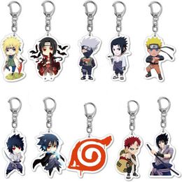 20PCS alot Anime Cartoon Keychain Acrylic Uchiha Sasuke Double Sided Transparent key Chain Jewelry For Fans Gifts H1126269C