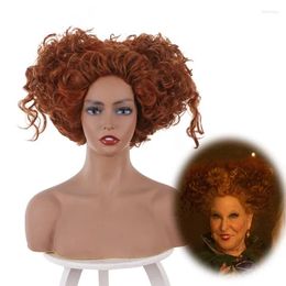 Party Supplies Hocus Pocus 2 Cosplay Winifred Sanderson Wig Heart-shaped Orange Curly HairHalloween Carnival Cos Props