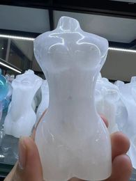 Decorative Figurines Natural Crystal Healing Stone Selenite Hand Carved Goddess