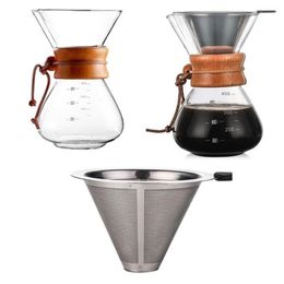 Glass Turkish Pots Heat Resistant Classic Maker Pour Over Coffeemaker Pot Stainless Steel Coffee Philtre C1030323d