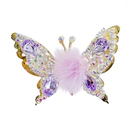 Hair Clips 1/7pcs Plush Bow Hairclip With Colorful Crystals Alloy 3D Flying Butterfly Shiny Hairpins Headdress Kids Gifts For Wedding Party