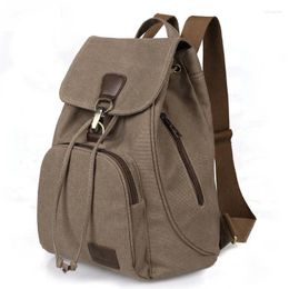 School Bags Retro Trendy Girls' Outdoor Canvas Cover String Backpack Fashionable Travel Bag For Women