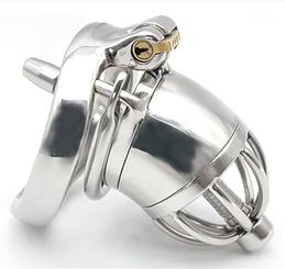 Chastity Devices with Karabiner Stainless Steel Chastity Lock for Men Penis Cage Man with Silicone Tube Dark Lock Design Good Concealment Penis Cage for SM Sex Toys
