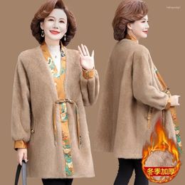 Women's Fur Retro Mom's Winter Coat Fashion Noble Lady's One Piece Chinese Style Middle And Old Age Women Mink Fleece