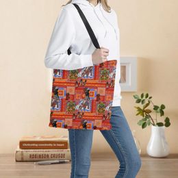 Shopping Bags African Women Design Foldable Eco-Friendly Bag Tote Convenient Large-capacity Girls Handbags For Travel Grocery