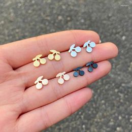 Stud Earrings WANGAIYAO2024 Fashion Creative Fruit Cherry Ins Girl Student Stainless Steel Small Wild Birthday Ear J