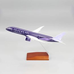 1 200 Scale SAUDIA RIYADH AIR Airlines Aeroplane B787-9 Plastic ABS assembly model with base landing gear aircraft collection 240118